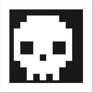 8 bit pixel skull Posters and Art